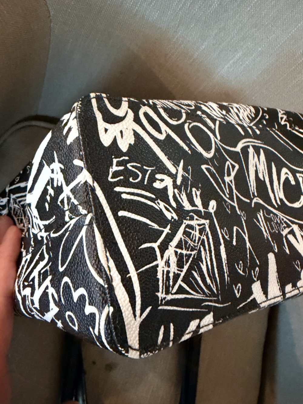 Michael Kors Black and White Graffiti Print Tote - Picture 5 of 6